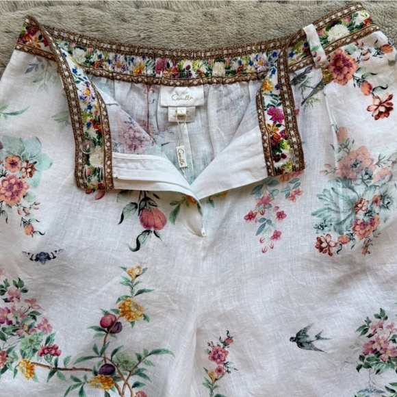 NWT✨CAMILLA Floral Linen Wide-Leg Pants in Plumes and Parterres Size L - Picture 11 of 16